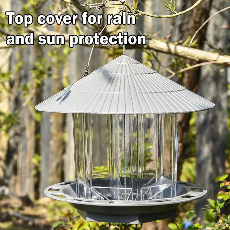 New Waterproof Garden Gazebo Hanging Wild Bird Feeder Outdoor Container With Hang Rope Pet Birds Feeding House Type Bird Feeder