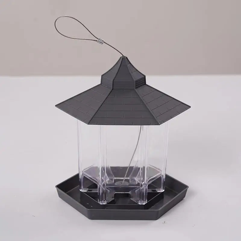 New Waterproof Garden Gazebo Hanging Wild Bird Feeder Outdoor Container With Hang Rope Pet Birds Feeding House Type Bird Feeder