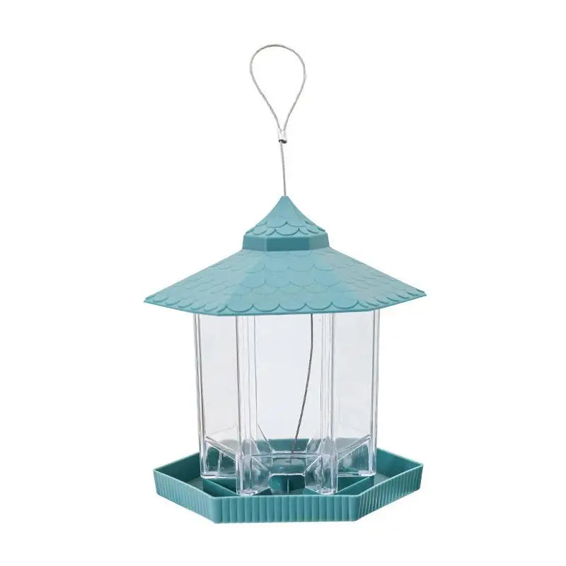 New Waterproof Garden Gazebo Hanging Wild Bird Feeder Outdoor Container With Hang Rope Pet Birds Feeding House Type Bird Feeder