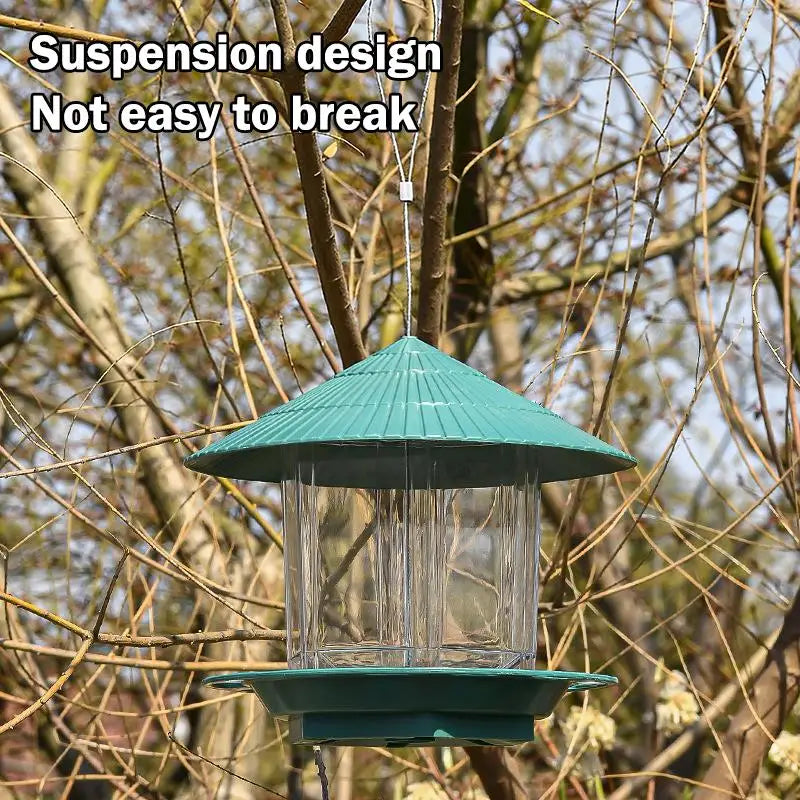 New Waterproof Garden Gazebo Hanging Wild Bird Feeder Outdoor Container With Hang Rope Pet Birds Feeding House Type Bird Feeder